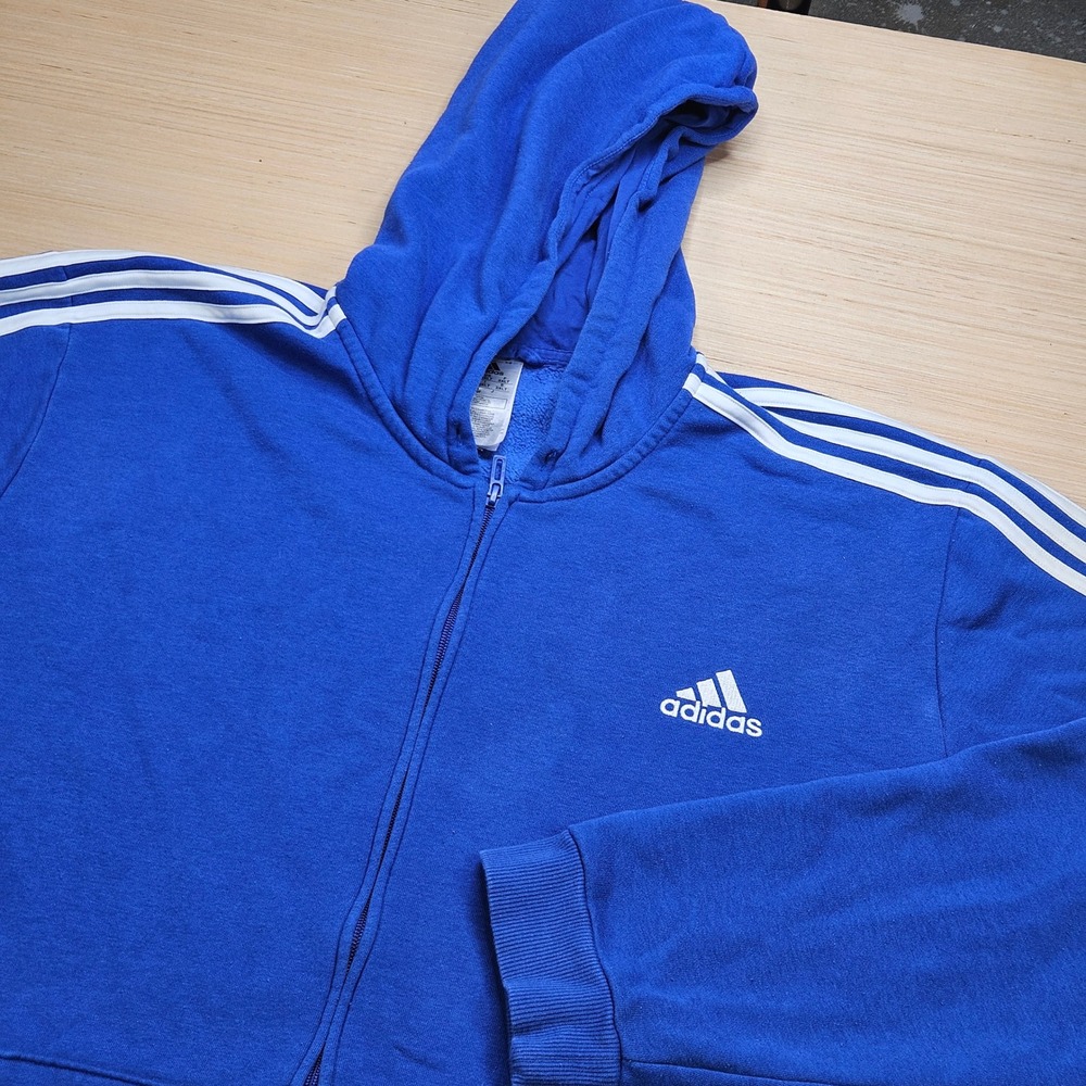Adidas Essentials Fleece Full Zip Hoodie Men 3XLT Blue 3-Stripe H12181